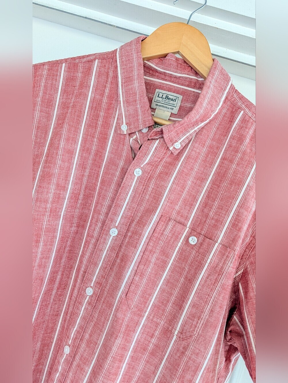 L.L. Bean Men's Striped Short-Sleeve Button-Down Shirt Men XL
